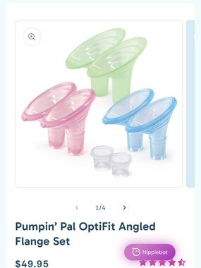 NEVER USED- Pumpin Pals- OptiFit Angled Flange Set - Pink, Blue, Green